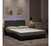 Velours doux LED integre Tete de lit rembourree Gris 140x190cm | Cadre de lit LED velours gris clair 140x190cm sommier sans matelas