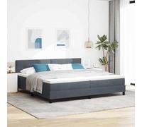 Velours Doux Moderne Chambre Contemporain Gris 200 x 200 cm | Lit à Ressorts avec Matelas Velours Gris Foncé 200x200 cm Empereur Tête de Lit Réglable Cadre à Lattes Bois Moderne Confort