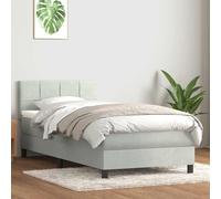 Velours doux Ressorts ensachés indépendants Sommier matelas gris 80x210 cm | Sommier à lattes avec Tête de lit réglable et Matelas à ressorts ensachés 80x210 cm, Velours Gris clair, Surmatelas Mousse