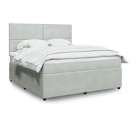Velours doux Ressorts ensachés Lit coffre 180x200 cm Gris clair | Sommier Lit Matelas 180x200 Gris Claire Velours Tete Relevable LED Surmatelas Ressorts Ensaches Confort Premium