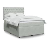 Velours doux Ressorts ensachés Literie lit sommier Gris 160 x 200 cm | Sommier à lattes avec Matelas 160x200 Gris clair Velours Lumière LED Tête réglable Ressorts ensachés Surmatelas Lit complet