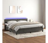 Velours doux Sommier tapissier avec LED Réglable Gris 200x200 cm