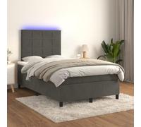 Velours doux Tête de lit réglable LED Sommier tapissier Gris 120x200 cm