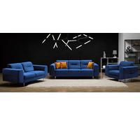 Velours Fauteuil Venezia 112 cm Fauteuil rembourré avec pieds métalliques Fauteuil élégant pour salon, Tissu : Bluvel 86 bleu marine, Couleur des pieds : couleur cuivre