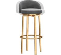 Velours Hauteur comptoir pivotant, tabourets Bar en Or avec Dos Bas, Grandes chaises Cuisine pour Barre de café, LB (Gris, 65 cm)