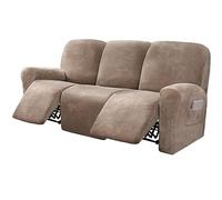 Velours Housse Canapé Relax 1/2/3 Places, Housse de Fauteuil Inclinable Extensible 4/6/8 Pièces, Housse Canap Relax avec Poche Latérale Antidérapant, Lavable ( Color : #9 , Size : 3 people (8 pieces)