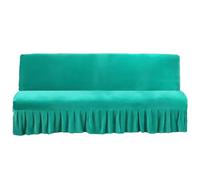 Velours Housse De Canapé-lit Extensible, Doux Housse Clic Clac sans Accoudoirs Pliant Housses De Canapé avec Jupe Antidérapant Couvre pour Canapé pour Salon-Vert-C-L 180-200cm(71-78in)