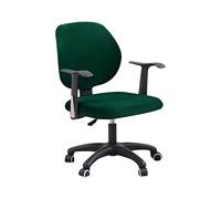 Velours Housse De Chaise De Bureau 2 Pièces, Couverture Arrière + Housse De Siège Housse De Fauteuil Rotatif Extensible Housse De Chaise Rotative Doux pour Chaise Tournante -Vert foncé-One Size