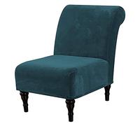 Velours Housse De Fauteuil sans Accoudoirs Extensible Housses De Chaise Amovible Couvre pour Canapé Antidérapant Lavable Housses De Canapé pour Hôtel Salon-Bleu Vert-Taille Unique