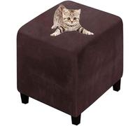 Velours Housse de Pouf Ottoman Extensible Carré 35x35/45x45/40x40cm Luxe Housses de Repose-Pieds Jacquard Doux pour protéger Amovible Lavable Housse de Pouf avec Fond élastique (Color : B12, Size :