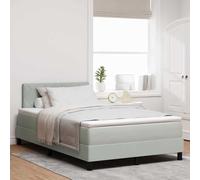 Velours LED Design Moderne tête modulable Gris Clair 120 x 190 cm | Lit à ressort LED avec matelas Gris clair 120 x 190 cm Velours Têtière Réglable RGB Moderne Design