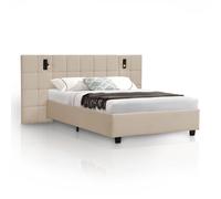 Velours Lit rembourré Luzano Beige