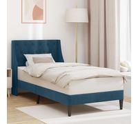 Velours Luxe Moderne Chambre Tête de lit 80 x 200 cm Bleu | Cadre de lit avec tête de Bleu 80 x 200 cm Velours Luxe Moderne Sommier Lit Plateforme Chambre Style Contemporain