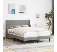 Velours Luxe Moderne Gris Clair 160 x 200 cm | Cadre de lit avec tête de lit Gris clair 160 x 200 cm Velours luxe moderne literie élégante chambre cosy