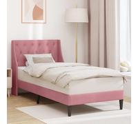 Velours Luxe Moderne Rose 80 x 200 cm | Cadre de lit velours rose 80x200 cm avec tête de lit rembourrée, sommier moderne élégant pour chambre cosy, structure solide