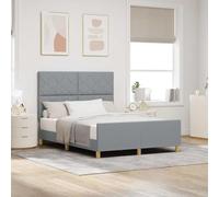 Velours Luxueux Ottoman Moderne Pieds dorés Gris Clair 160 x 200 cm | Cadre de lit avec tête de lit Gris clair 160 x 200 cm tissu en velours moderne avec pieds dorés, sommier à lattes inclus,