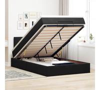 Velours matelas à ressorts ensachés rangement LED 120x190 cm noir