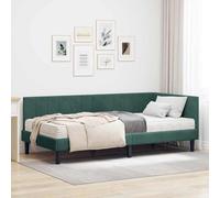 Velours Moderne en Coin 2 pièces 100x200 cm Vert | Cadre de lit d'angle avec matelas 2 pcs Vert Velours Moderne Canapé Lit Escapade Coin Gain de Place pour Petit Appartement