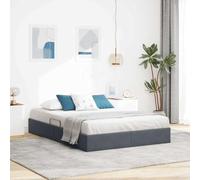 Velours Moderne lit Rangement Gris 135 x 190 cm | Lit de Rangement avec Matelas Gris Foncé 135x190 cm Velours Moderne Hydraulique avec Tête de Lit