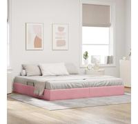 Velours Moderne Rangement réversible 200x200 cm Rose | Lit de Rangement avec Tête de Lit Rose 200x200 cm Velours Moderne Hydraulique Grand Stockage Chambre Empire Métal