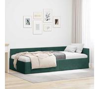 Velours réversible Coin Perdu Design Moderne Vert 90 cm x 200 cm | Cadre de lit d'angle Velours Vert foncé 90x200 cm avec tete ajustable, convertible canape lit d'appoint design L pour chambre