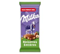 Velouté et croquant, la tablette Milka Noisettes Entières 200 g - chocolat au lait du terroir alpin, maxi format pour un plaisir gourmand - Lot de 6