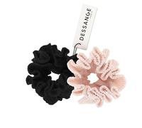 Velouté noir et rose, le chouchou qui caresse les cheveux - DESSANGE, pack de 2 élastiques satinés, 30 g au total, pour un maintien élégant et doux - Lot de 3