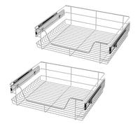 VELPAX 60 cm 2x Tiroir télescopique avec SoftClose capacité de charge 30 kg Chrome poli Coulisse à panier métallique Panier de Rangement Coulissant Cuisine