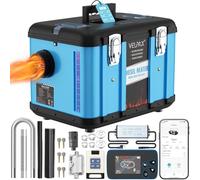 VELPAX Chauffage Diesel 8 KW 12V/24/220V Tout-en-Un Portable Chauffage à Air Diesel,0,16-0,52 L/h Réchauffeur d'air Diesel 8-36 ℃ Réglable 15-20 m² Contrôle Intelligente Télécommande LCD Bluetooth APP
