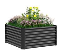 VELPAX Jardinière Surélevée en Métal, 122 x 122 x 61 cm, Résistant aux Intempéries Bac Potager Exterieur, Jardin Surélevé Rectangulaire en Acier Inoxydable pour Cultiver