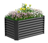 VELPAX Jardinière Surélevée en Métal, 122 x 61 x 61 cm, Résistant aux Intempéries Bac Potager Exterieur, Jardin Surélevé Rectangulaire en Acier Inoxydable pour Cultiver
