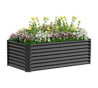VELPAX Jardinière Surélevée en Métal, 183 x 92 x 61 cm, Résistant aux Intempéries bac Potager Exterieur, Jardin Surélevé Rectangulaire en Acier Inoxydable pour Cultiver des Légumes