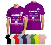 velquessa Tee Shirt Personnalisable Homme Femme, T Shirt personnalisé Ajoutez Votre Image/Texte/Logo, Tee Shirts personnalisé Entreprise/Événement Impression 4 côtés