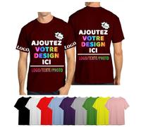 velquessa Tee Shirt Personnalisable Homme Femme, T Shirt personnalisé Ajoutez Votre Image/Texte/Logo, Tee Shirts personnalisé Entreprise/Événement Impression 4 côtés