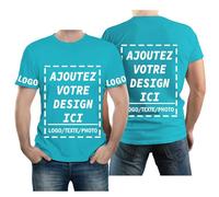 velquessa Tee Shirt Personnalisable Homme Femme, T Shirt personnalisé Couple Matching, Tee Shirts personnalisé Logo Entreprise/Événement Ajoutez Votre Image/Texte