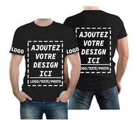 velquessa Tee Shirt Personnalisable Homme Femme, T Shirt personnalisé Couple Matching, Tee Shirts personnalisé Logo Entreprise/Événement Ajoutez Votre Image/Texte