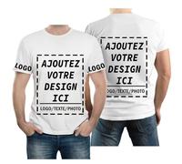 velquessa Tee Shirt Personnalisable Homme Femme, T Shirt personnalisé Couple Matching, Tee Shirts personnalisé Logo Entreprise/Événement Ajoutez Votre Image/Texte