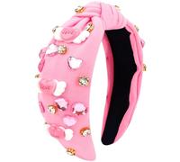 VELSCRUN Bandeau de Saint-Valentin pour femme - Bandeau en forme de cœur avec strass et strass - Rouge et rose - Large nœud supérieur - Accessoires pour cheveux de Saint-Valentin 08