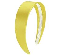 VELSCRUN Bandeau jaune pour femmes et filles de 4,1 cm de large, bandeaux en satin pour femmes, solides, simples, vacances, cosplay, Halloween, accessoires de cheveux, cadeaux pour mères et sœurs
