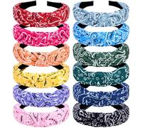 VELSCRUN Lot de 12 bandanas noués pour femme - Bandeaux tendance solides et antidérapants pour femme - Accessoires pour cheveux courts et fins