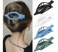 Velscrun Lot de 4 pinces à cheveux plates pour femmes et filles, cheveux épais et fins, pinces à cheveux alligator français, grandes pinces à cheveux à bec de canard mat, noir, blanc, bleu, cyan,