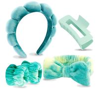 VELSCRUN Lot de 5 bandeaux de spa pour maquillage et soins de la peau avec nœud papillon en éponge colorée - Accessoires tendance pour adolescentes, filles et femmes
