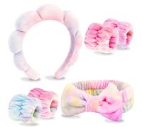 VELSCRUN Lot de 6 bandeaux de spa, maquillage et soin de la peau, avec nœud papillon en éponge colorée, pour adolescentes, filles, femmes, accessoires de cheveux tendance