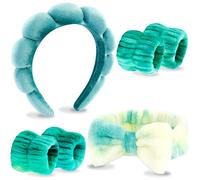 VELSCRUN Lot de 6 bandeaux de spa, maquillage et soins de la peau avec nœud papillon en éponge colorée pour adolescentes, filles, femmes, accessoires de cheveux tendance et tendance