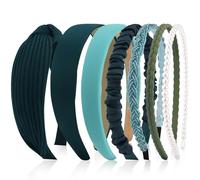 VELSCRUN Lot de 7 bandeaux antidérapants pour femme avec perles solides Vert forêt