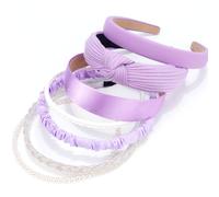 VELSCRUN Lot de 7 bandeaux noués pour femme - Violet vif - Avec perles - Antidérapants - Pour femme - Cheveux courts et épais - Accessoires pour cheveux