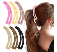 Velscrun Lot de 7 pinces à cheveux banane pour cheveux épais et fins, forte tenue de queue de cheval, 11,9 cm, finition mate, pour femmes et filles, rose et marron