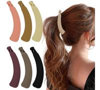 Velscrun Lot de 7 pinces à cheveux banane pour cheveux épais, queue de cheval de 11,9 cm, grandes pinces banane mates pour femmes et filles, accessoires de cheveux fins et bouclés, marron