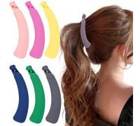 Velscrun Lot de 7 pinces à cheveux bananes - Tenue solide pour queue de cheval de 11,9 cm - Pinces banane mates pour femmes et filles - Accessoires pour cheveux fins bouclés - Arc-en-ciel