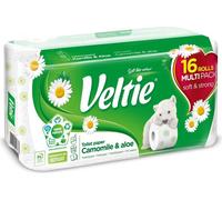Veltie papier hygiénique parfumé à la camomille 16 rouleaux 150 feuilles 3 plis papier hygiénique WC rouleau de papier